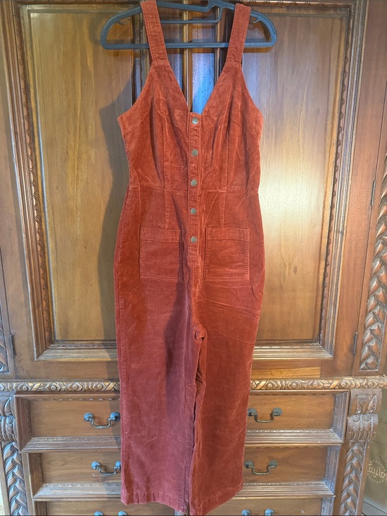 Universal Thread Pants - Universal Thread Rust Corduroy Button-Front Jumpsuit Size M